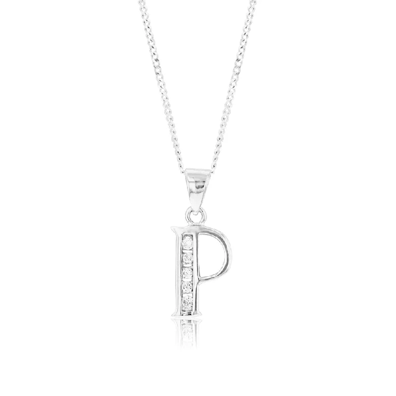 handmade ceramic bead bracelet Sterling Silver Cubic Zirconia  Initial "P" Pendant