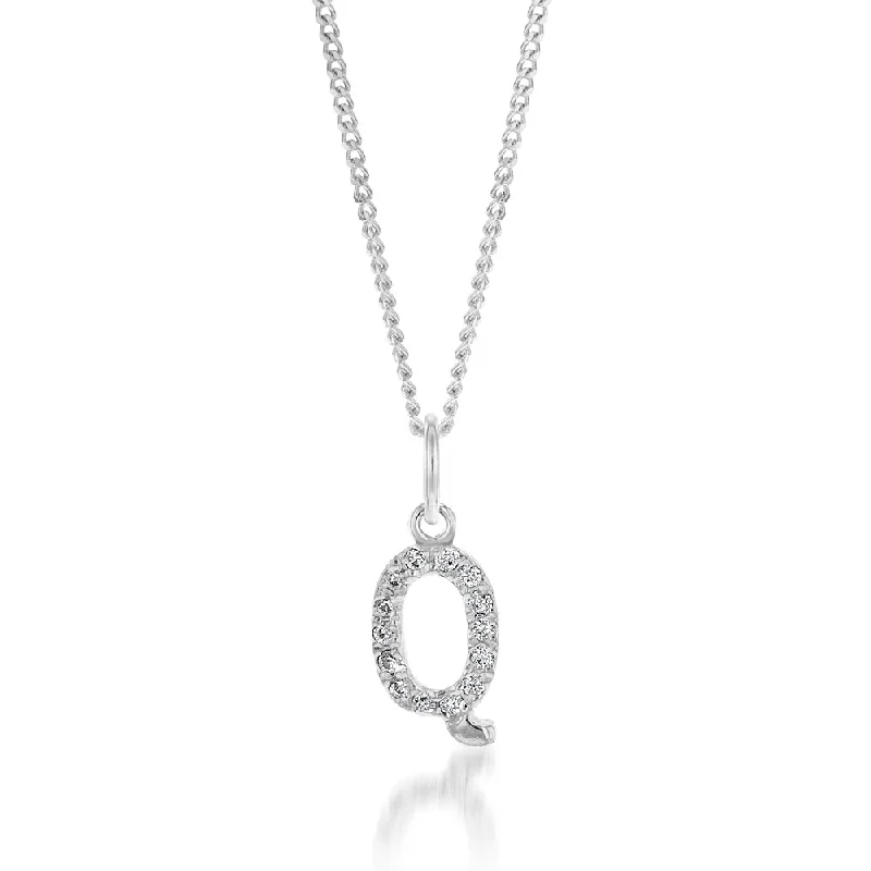 emerald-cut ruby eternity ring Sterling Silver Cubic Zirconia Initial "Q' Pendant