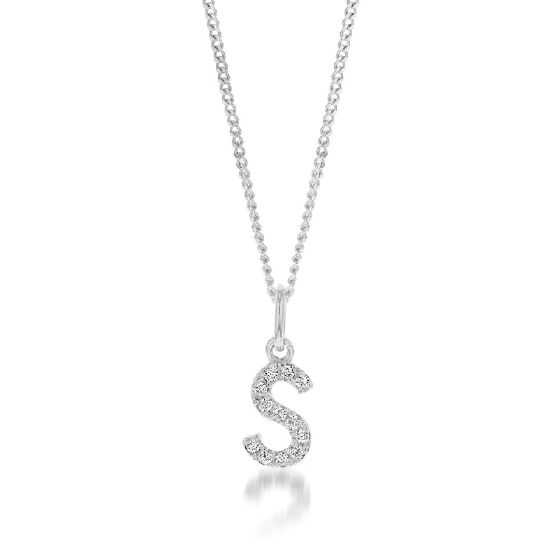 beaded wrap bracelet handmade Sterling Silver Cubic Zirconia Initial "S" Pendant