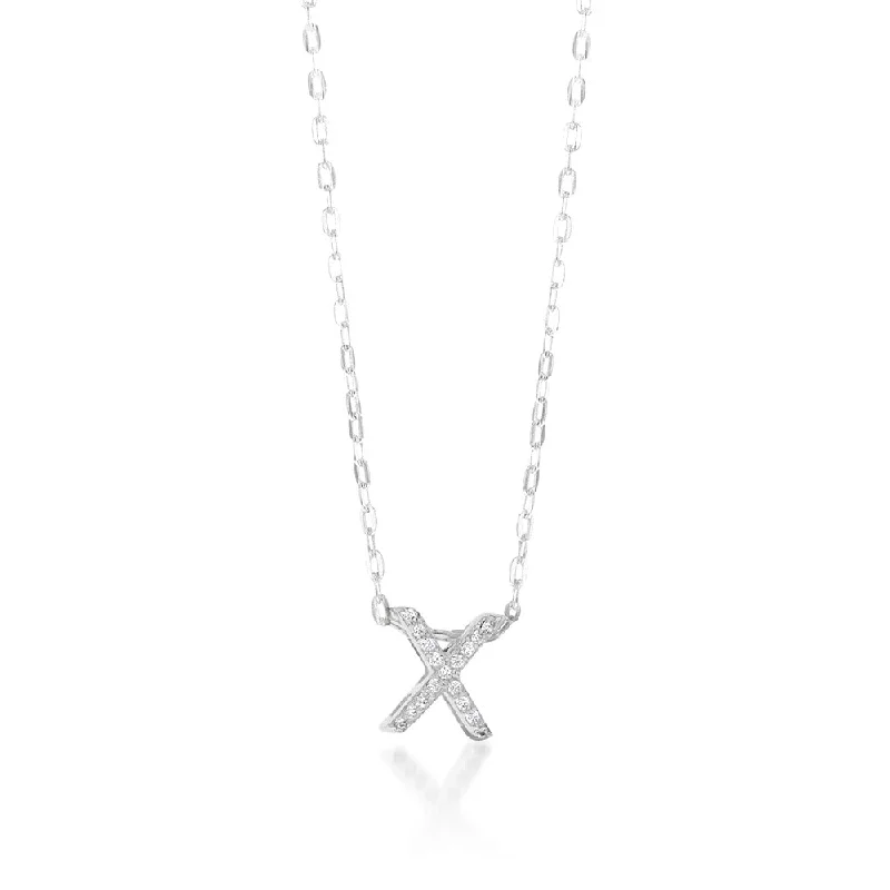 celestial star cluster earrings Sterling Silver Cubic Zirconia Initial "X" Pendant on 39+3cm Chain