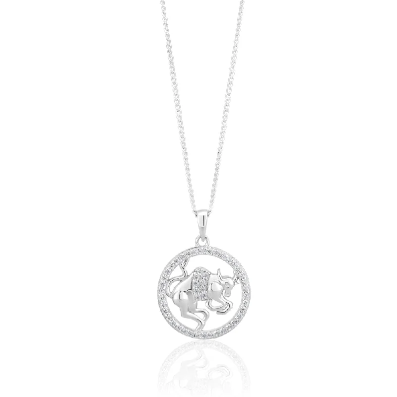 handmade leather pendant necklace Sterling Silver Cubic Zirconia Taurus Horoscope Round 19mm x 26mm Pendant handmade leather pendant necklace Sterling Silver Cubic Zirconia Taurus Horoscope Round 19mm x 26mm Pendant