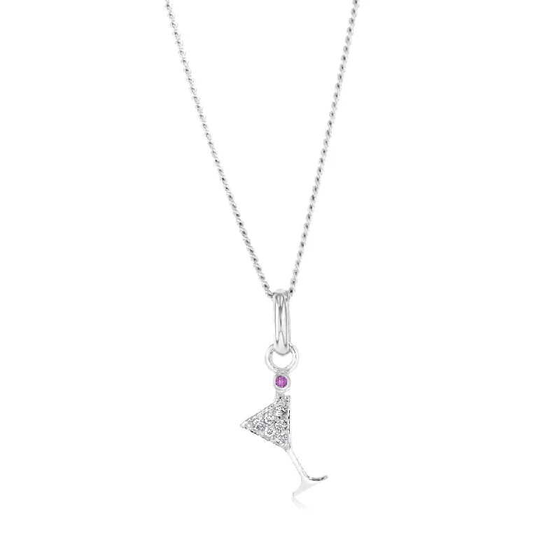 handmade coin pendant necklace Sterling Silver Cubic Zirconia Wine Glass Pendant