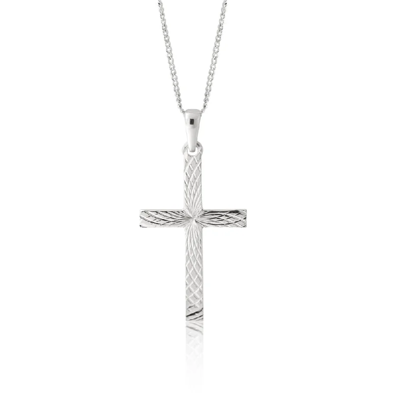 vintage sapphire engagement ring Sterling Silver Diamond Cut 35mm Cross Pendant