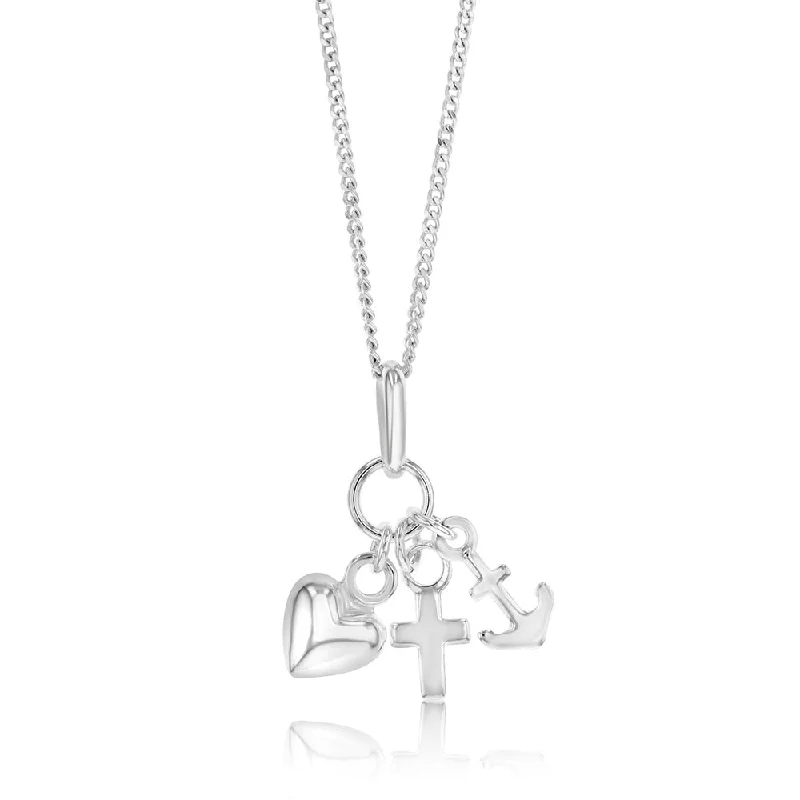 personalized ring with name Sterling Silver Faith Hope Charity Pendant