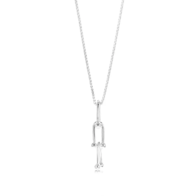 handmade gemstone anklet boho Sterling Silver Fancy U Link Pendant On 45cm Chain