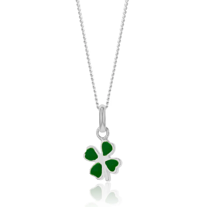 classic silver pearl earrings Sterling Silver Green Enamel Four Leaf Clover Charm Pendant classic silver pearl earrings Sterling Silver Green Enamel Four Leaf Clover Charm Pendant