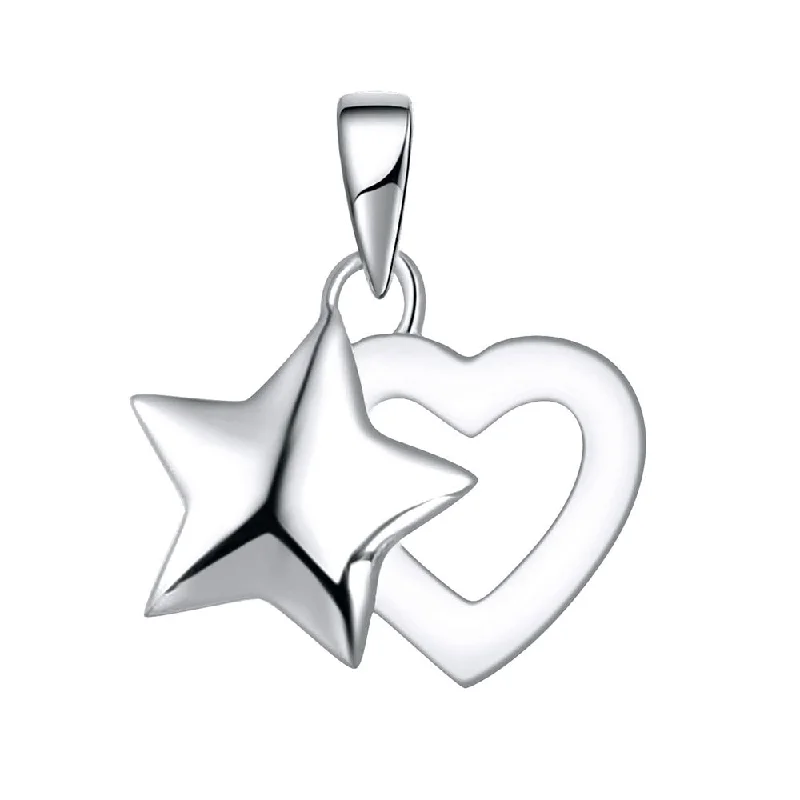 handmade clay bead earrings Sterling Silver Heart and Star Pendant SS