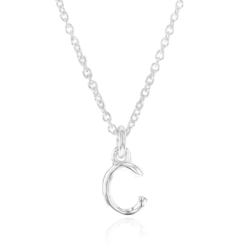 minimalist gold square earrings Sterling Silver Initial Letter "C" Pendant On 45cm Chain