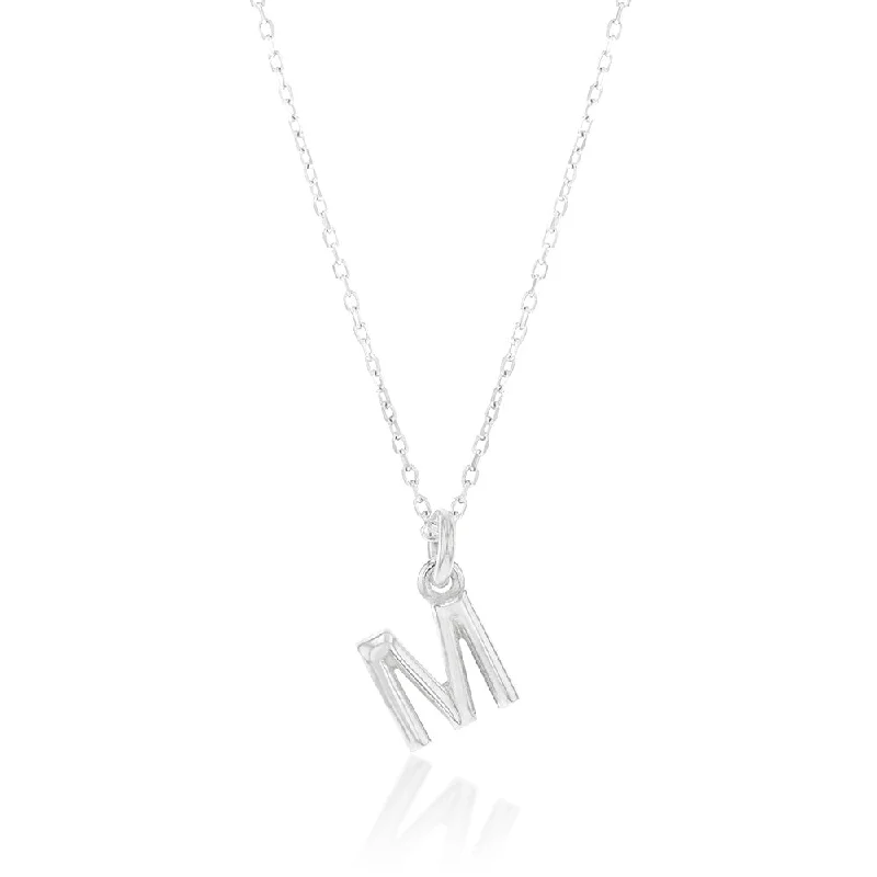 dainty gemstone chain bracelet Sterling Silver Initial Letter "M" Pendant On 45cm Chain dainty gemstone chain bracelet Sterling Silver Initial Letter "M" Pendant On 45cm Chain