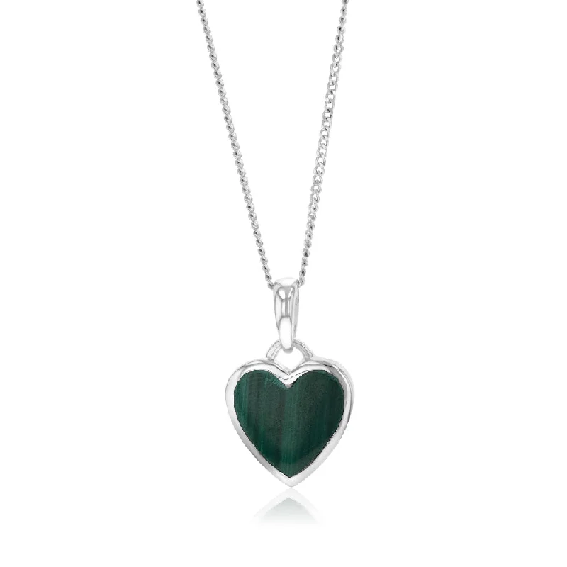 unique emerald green ring Sterling Silver Malachite Coloured Stone Heart Pendant