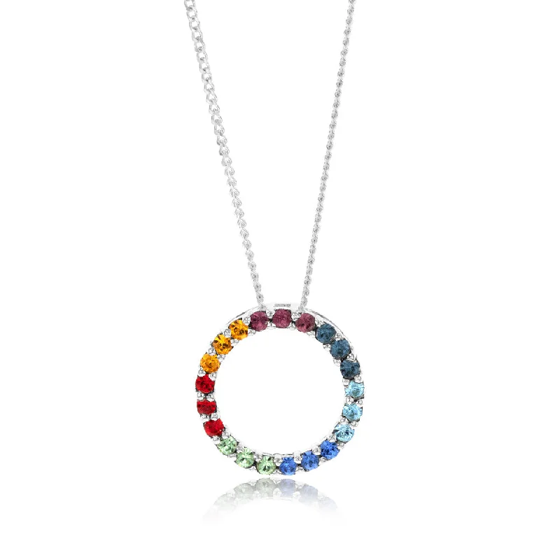 sterling silver dragonfly pendant Sterling Silver Multicolour Crystals Circle Of Life Pendant On 45cm Chain sterling silver dragonfly pendant Sterling Silver Multicolour Crystals Circle Of Life Pendant On 45cm Chain