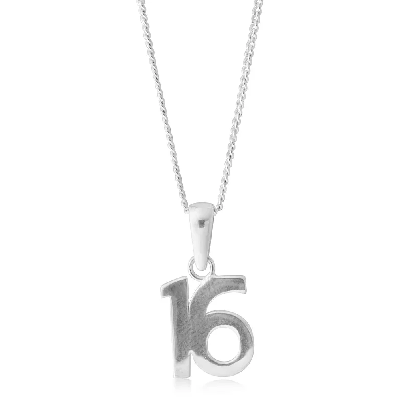 sparkling diamond drop earrings Sterling Silver Number 16 Pendant