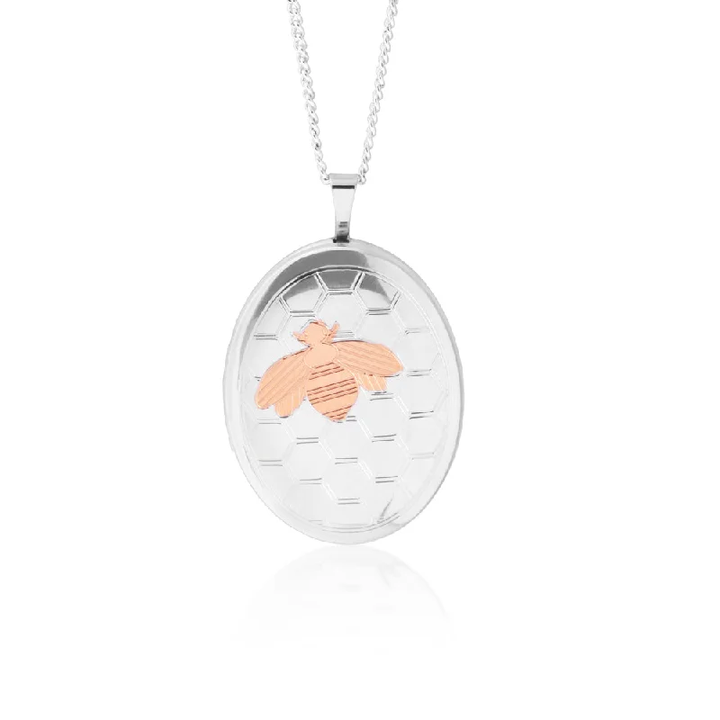 adjustable charm necklace Sterling Silver Oval Bee Pendant