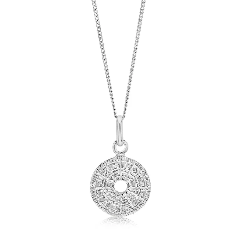 dainty sapphire gemstone bracelet Sterling Silver Patterned Round Pendant