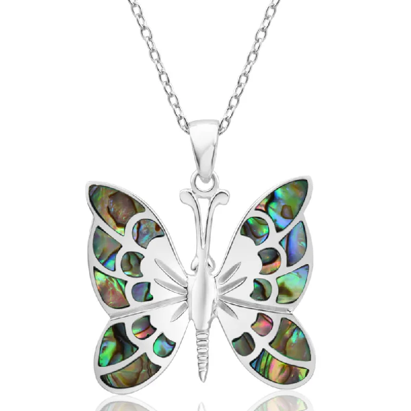 pearl and silver bracelet Sterling Silver Pava Shell Butterfly Pendant
