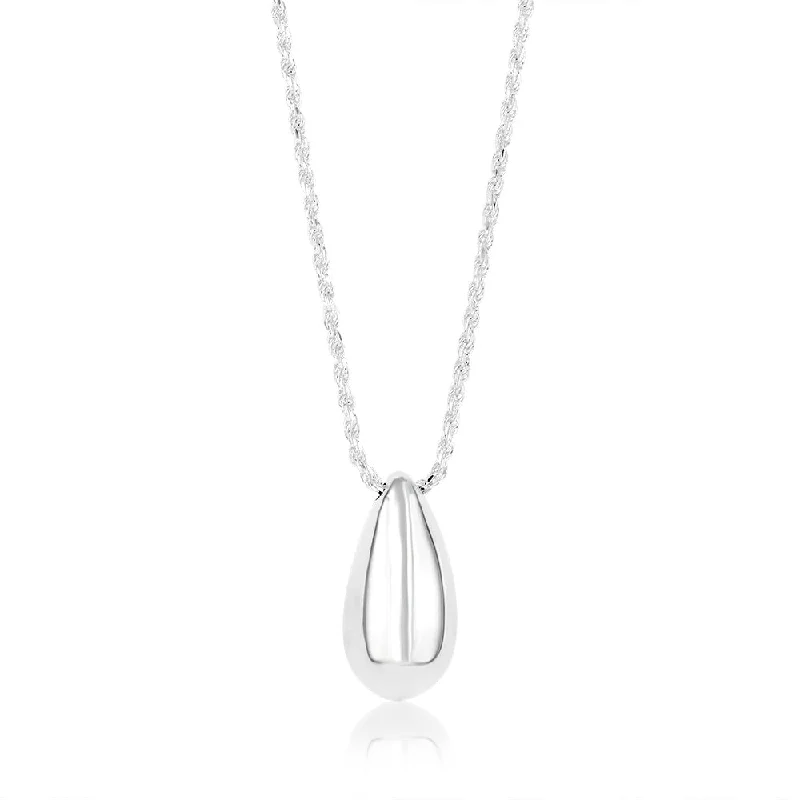 simple sapphire wedding band Sterling Silver Polished Tear Drop Pendant on 40+5cm Chain
