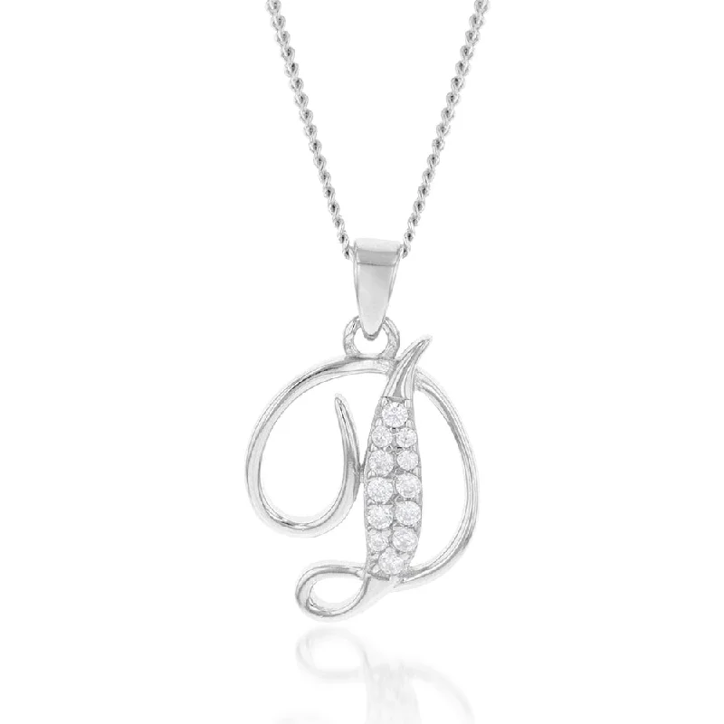 vintage art deco bracelet Sterling Silver Rhodium Plated Cubic Zirconia Script "D" Initial Pendant vintage art deco bracelet Sterling Silver Rhodium Plated Cubic Zirconia Script "D" Initial Pendant