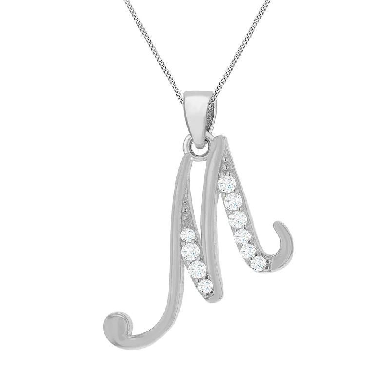 unique diamond eternity band Sterling Silver Rhodium Plated Cubic Zirconia Script "M" Initial Pendant unique diamond eternity band Sterling Silver Rhodium Plated Cubic Zirconia Script "M" Initial Pendant