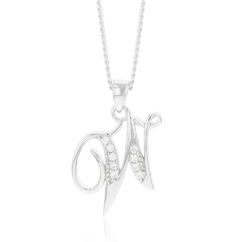 minimalist black diamond studs Sterling Silver Rhodium Plated Cubic Zirconia Script "W " Initial Pendant minimalist black diamond studs Sterling Silver Rhodium Plated Cubic Zirconia Script "W " Initial Pendant