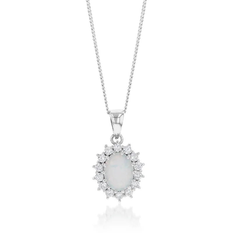 delicate gold band ring Sterling Silver Rhodium Plated Cubic Zirconia Synthetic Opal Round Pendant