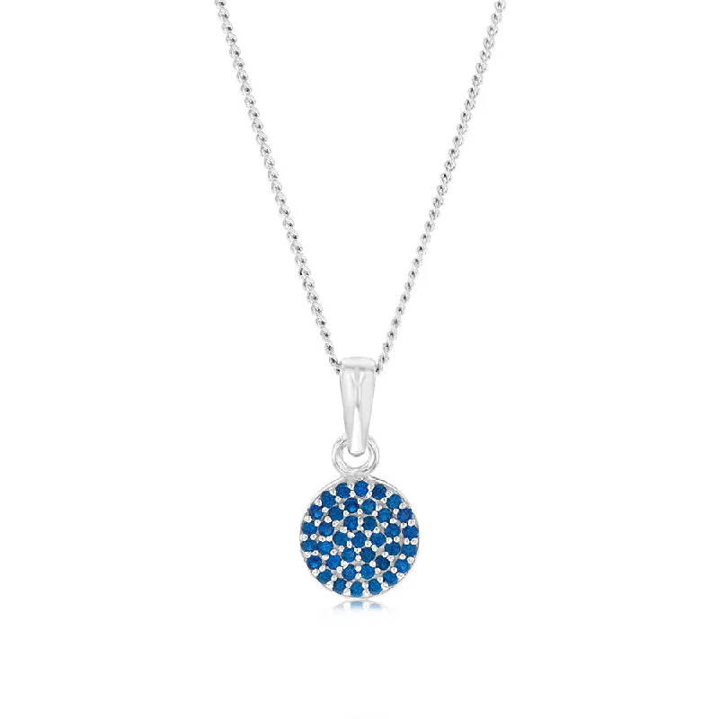 black opal engagement ring Sterling Silver Round Blue Zirconia Pendant