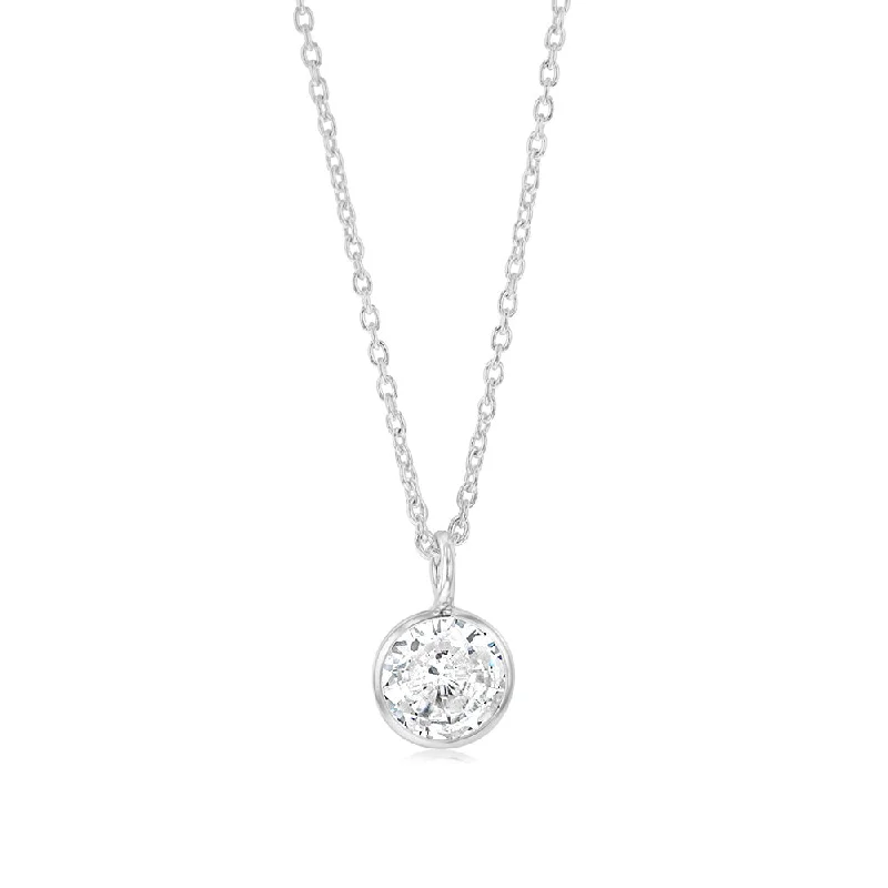 bold statement cuff bracelet Sterling Silver Round Zirconia Pendant On Chain