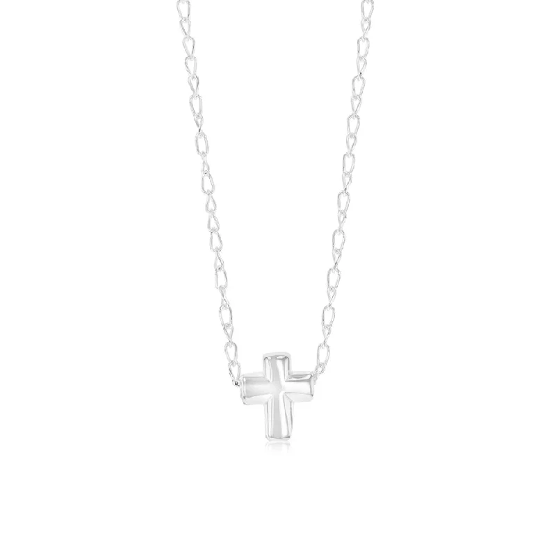 sterling silver herringbone chain Sterling Silver Small Cross Pendant On Chain