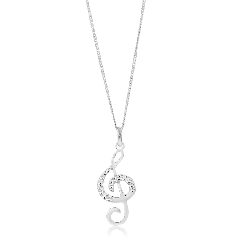 unique zodiac constellation necklace Sterling Silver Textured Music Note Pendant