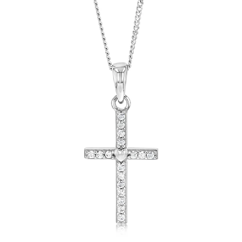 silver moon and star pendant Sterling Silver Zirconia Cross Pendant