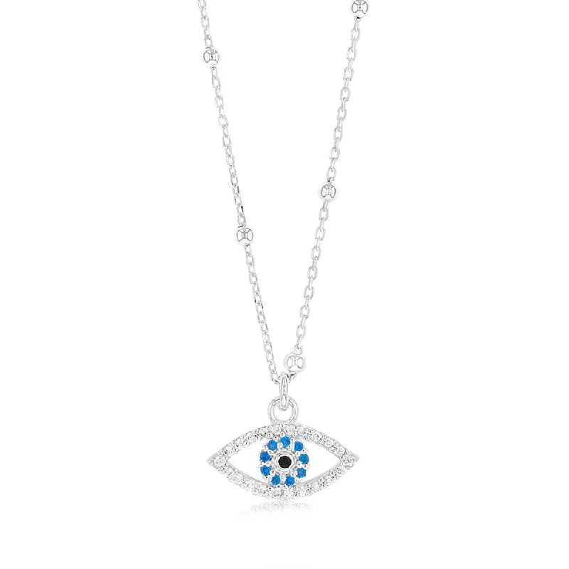 adjustable rope bracelet handmade Sterling Silver Zirconia Evil Eye Pendant On 42+3cm Chain adjustable rope bracelet handmade Sterling Silver Zirconia Evil Eye Pendant On 42+3cm Chain
