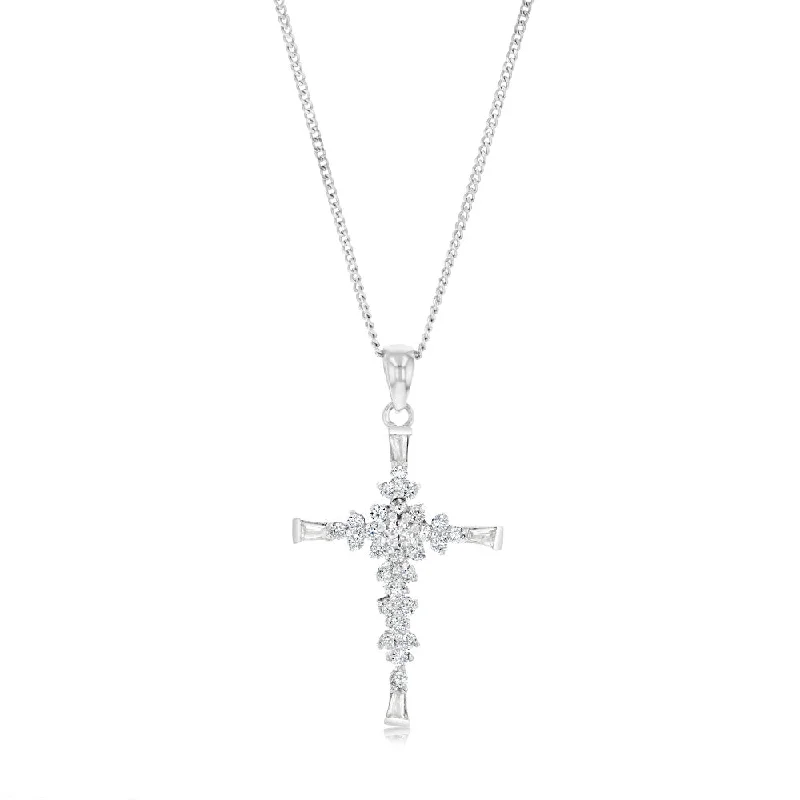 rose gold feather earrings Sterling Silver Zirconia Fancy Cross Pendant