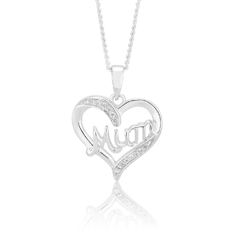 white opal engagement ring Sterling Silver Zirconia Mum Pendant in Heart