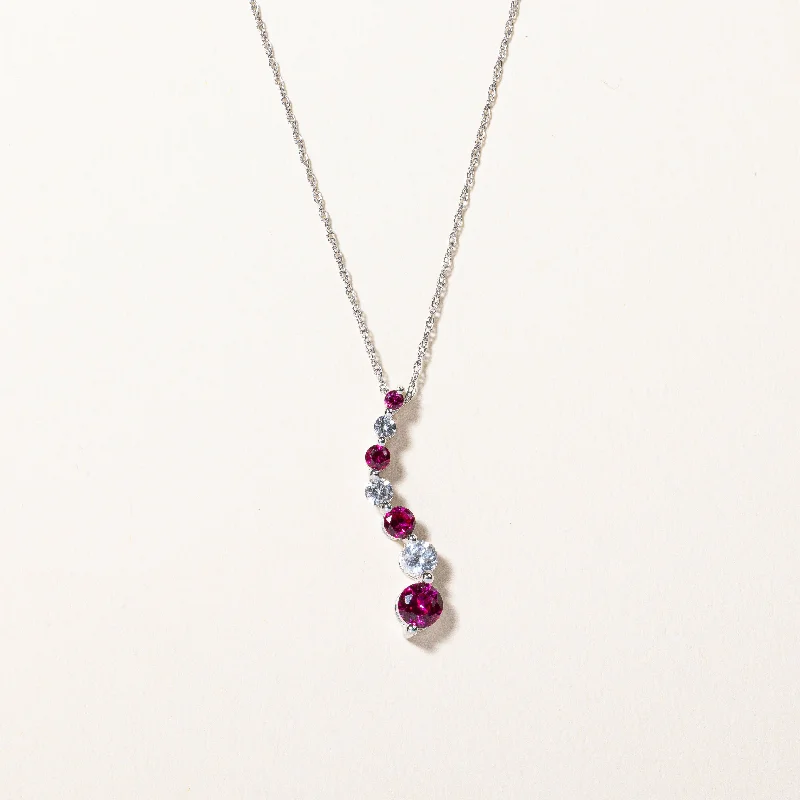 petite diamond promise ring Synthetic Ruby & Colourless Sapphire Pendant Necklace | 0.35ctw, 0.25ctw | 18" | petite diamond promise ring Synthetic Ruby & Colourless Sapphire Pendant Necklace | 0.35ctw, 0.25ctw | 18" |