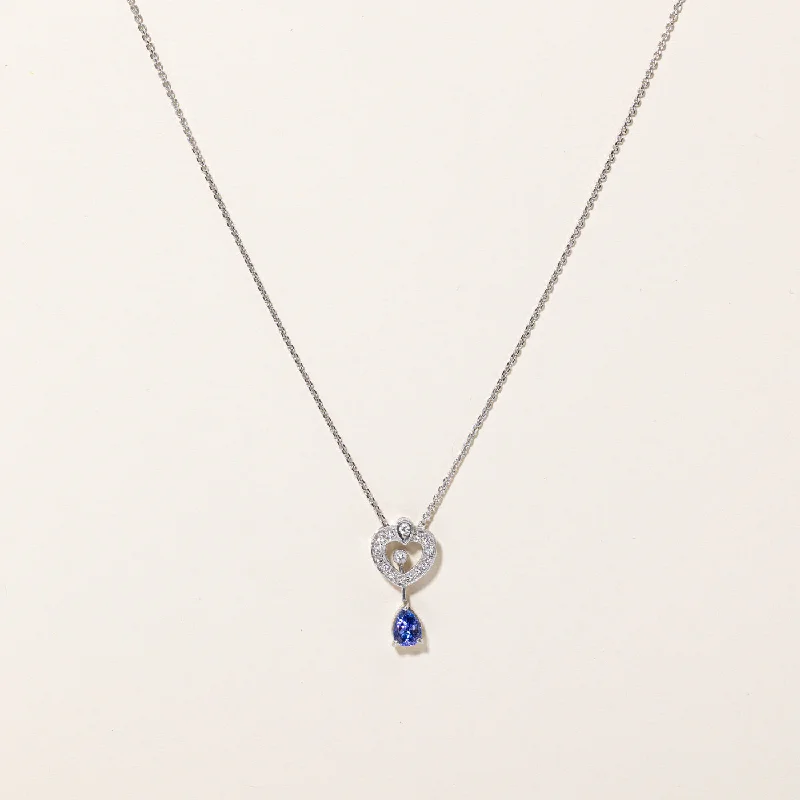 elegant pearl bridal set Tanzanite & Diamond Pendant Necklace | 0.99ct, 0.19ctw | 20" |
