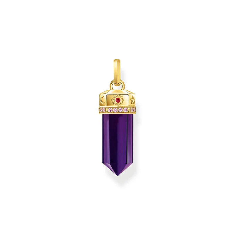 colorful gemstone engagement ring Thomas Sabo Gold Plated Sterling Silver Cosmic Synthetic Amethyst Crystal Pendant