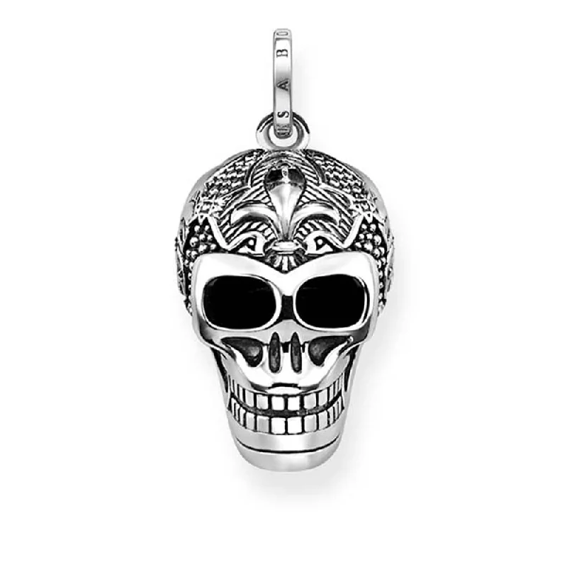 handcrafted sterling silver necklace Thomas Sabo Rebel Sterling Silver Fleur De Lys Skull Pendant handcrafted sterling silver necklace Thomas Sabo Rebel Sterling Silver Fleur De Lys Skull Pendant