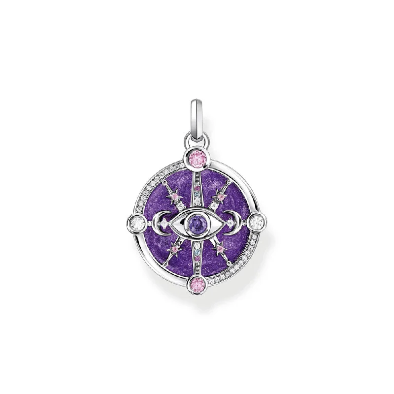 handcrafted filigree ring silver Thomas Sabo Sterling Silver Cosmic Amulet Purple CZ Eye Pendant