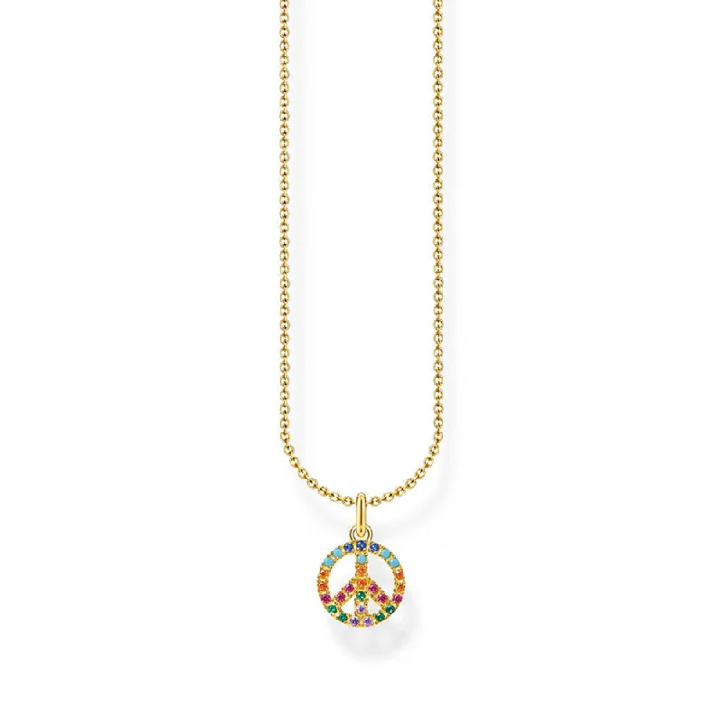 diamond tennis bracelet real Thomas Sabo Sterling Silver Gold Plated Charm Club Rainbow Peace Pendant On Chain