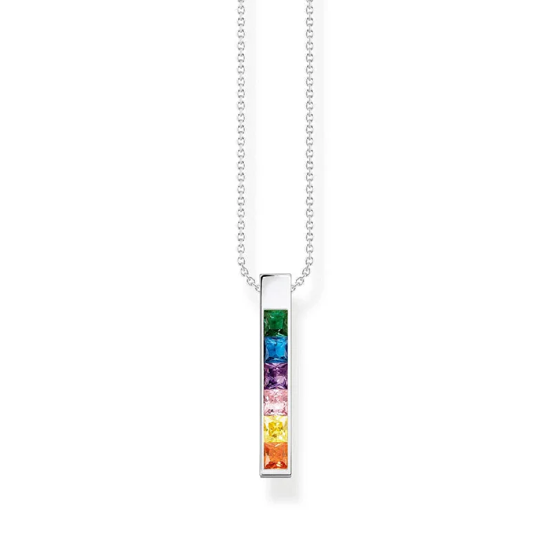 natural amethyst necklace Thomas Sabo Sterling Silver Rainbow Engraved CZ Bar On 40-45cm Chain natural amethyst necklace Thomas Sabo Sterling Silver Rainbow Engraved CZ Bar On 40-45cm Chain