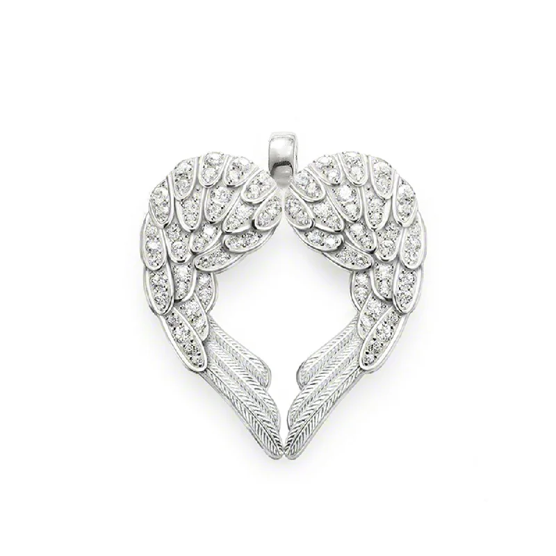 white gold necklace simple Thomas Sabo Sterling Silver Winged Heart Pendant