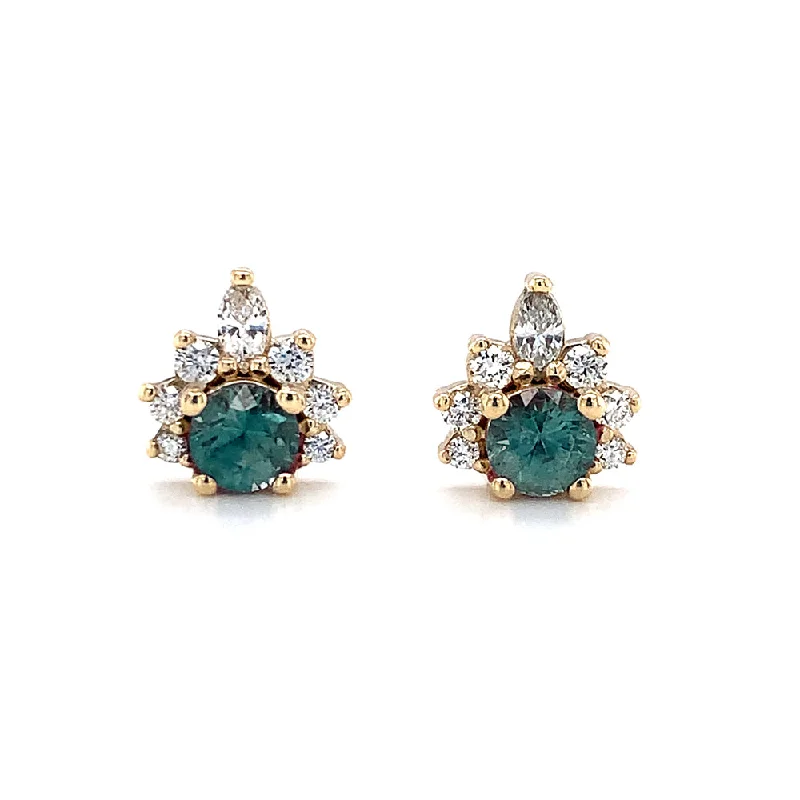 unique promise ring for girlfriend Montana Sapphire & Diamond Stud Earrings - "Stardust"