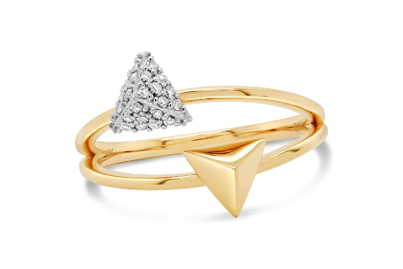 minimalist wedding band set .12CT Yellow Gold Diamond Dual Fashion Ring