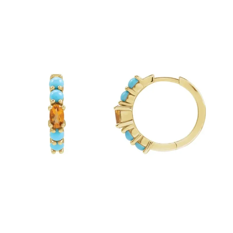 men’s black onyx bracelet Citrine & Turquoise Gold Hoop Earrings