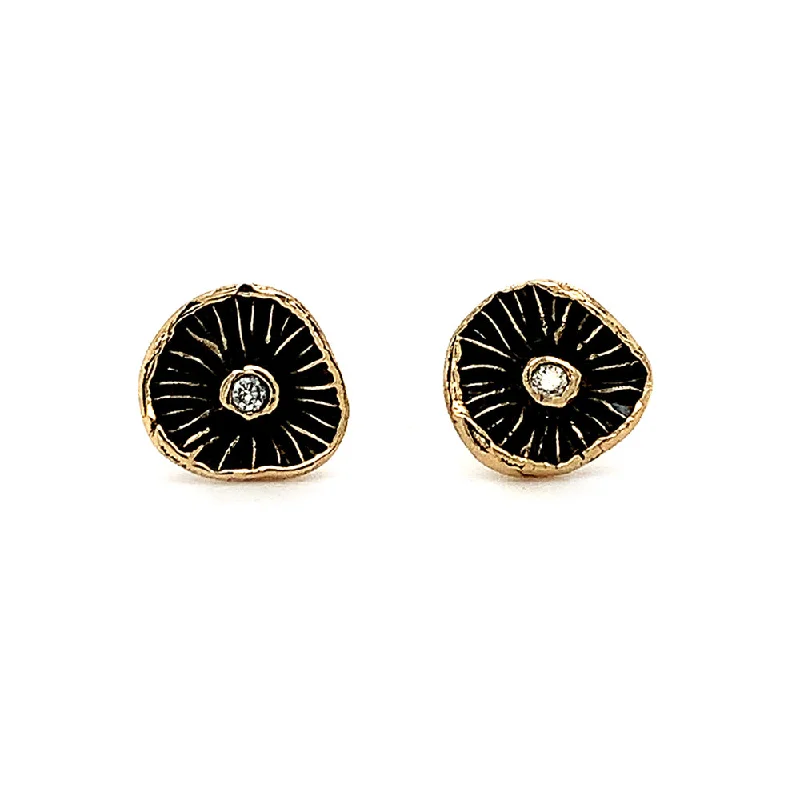dainty birthstone ring for women 14K Yellow Gold Stud Earrings - "Mushroom Caps"