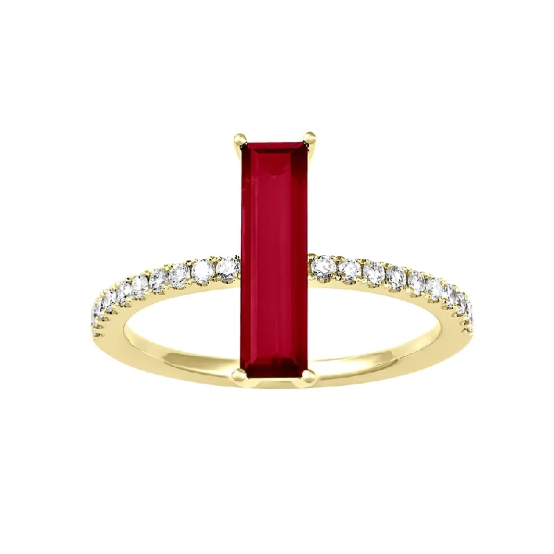 delicate chain necklace gold .20CT Lab Grown Diamond & Ruby Ring: Yellow Gold