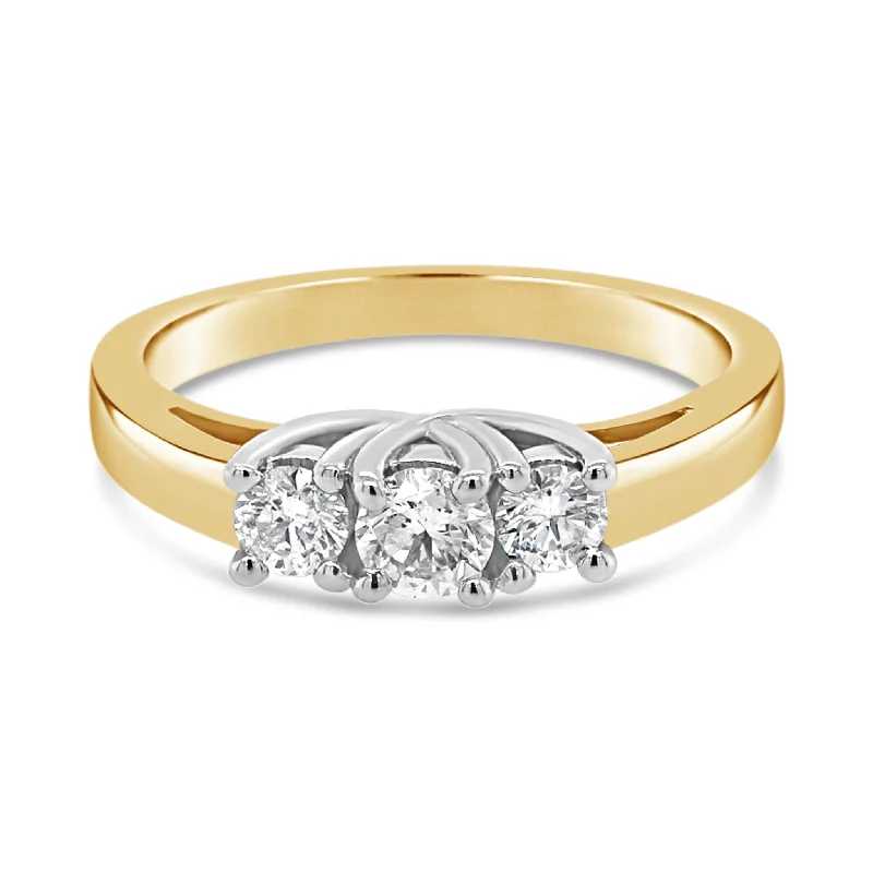 white gold diamond cluster ring .50CT Bogart's Royal Trinity Ring: Yellow Gold