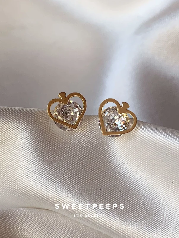 custom engraved infinity necklace Ace Of Hearts Tiny Studs