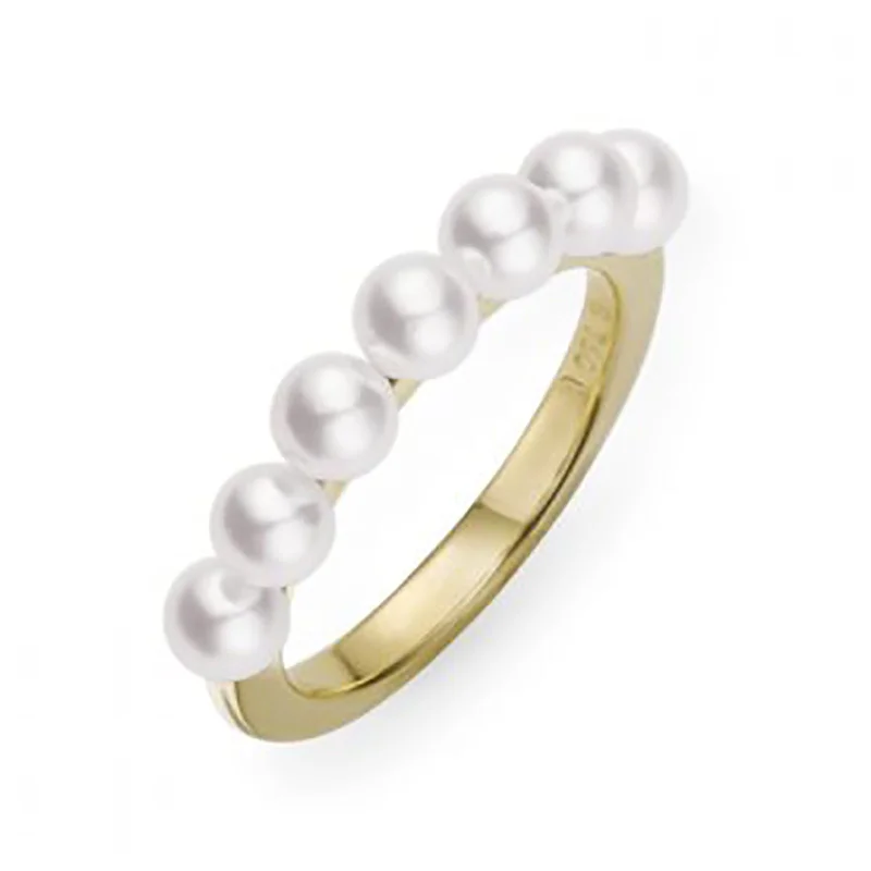 handmade clay bead earrings Akoya Cultured Pearl Ring in Yellow Gold