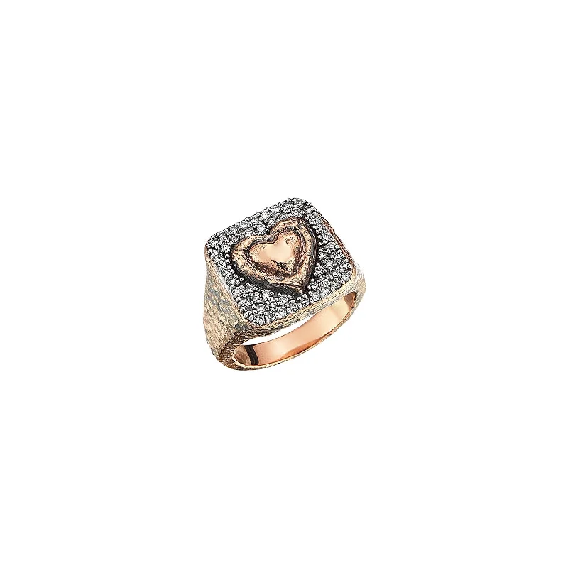 gold and turquoise statement ring Amour Signet Pinky Ring