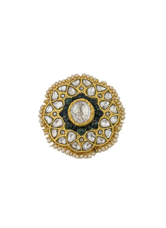 silver wave ring dainty Ananya Polki Ring